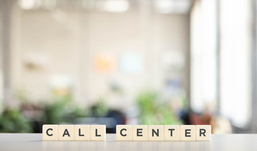 call center spelled in blocks