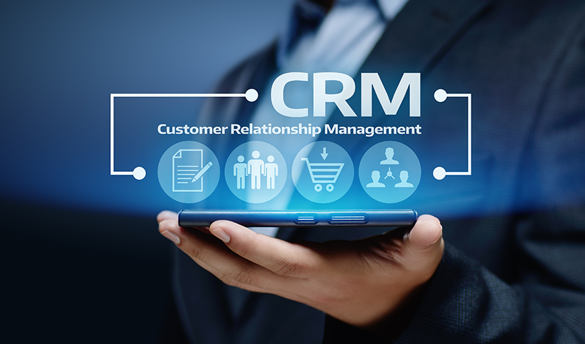 crm text over blue