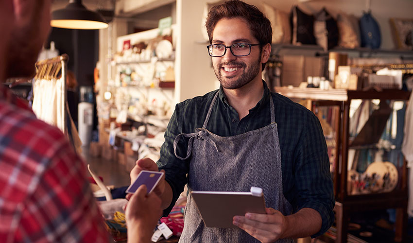 man helping customer