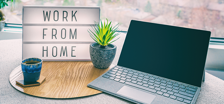 work from home on sign and comyputer