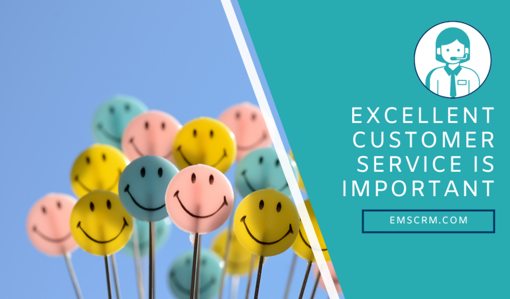 smiley face circles and the words excellent customer service is important on the image
