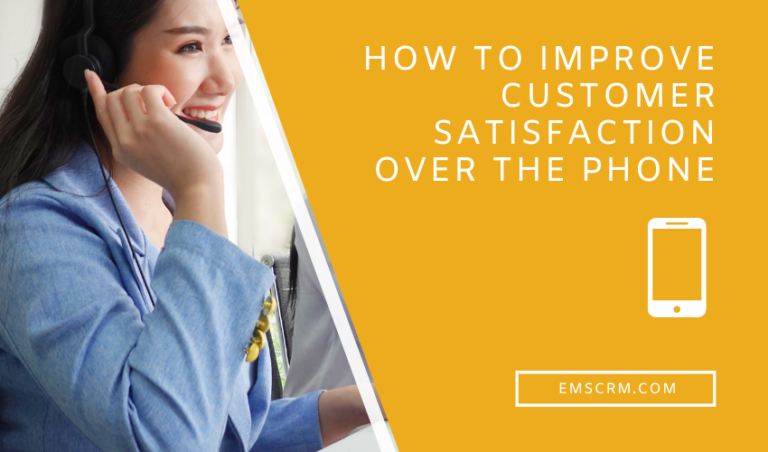 How to Improve Customer Satisfaction Over the Phone written in white and there is a lady with a headset