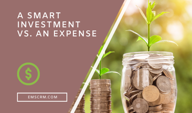 A Smart Investment vs. an Expense words on picture with plant